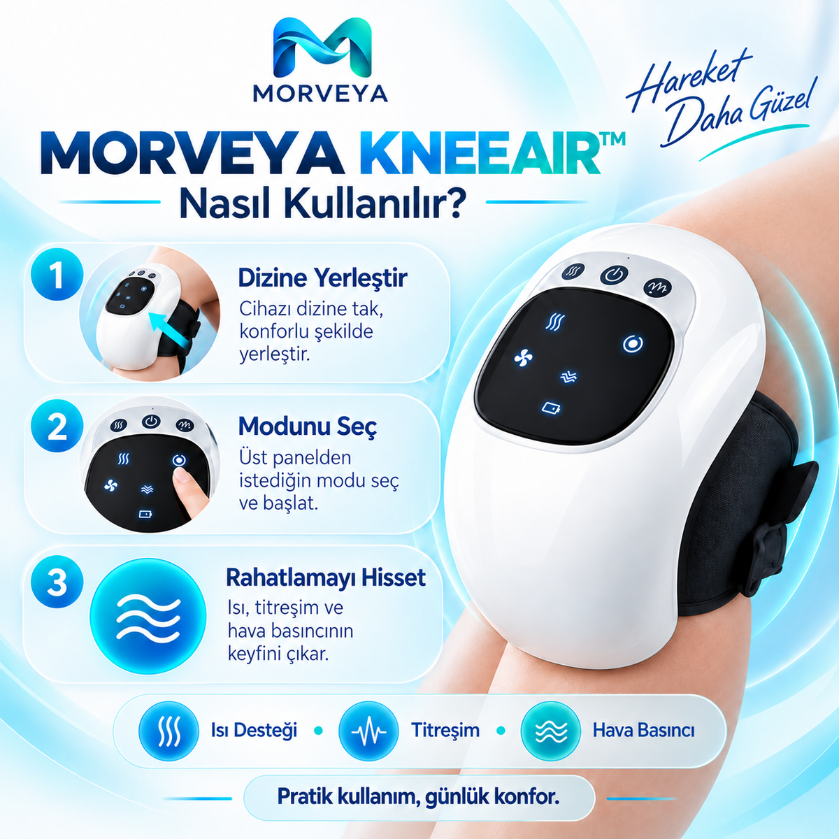 Morveya KneeCare™ – Akıllı Diz Masaj Aleti