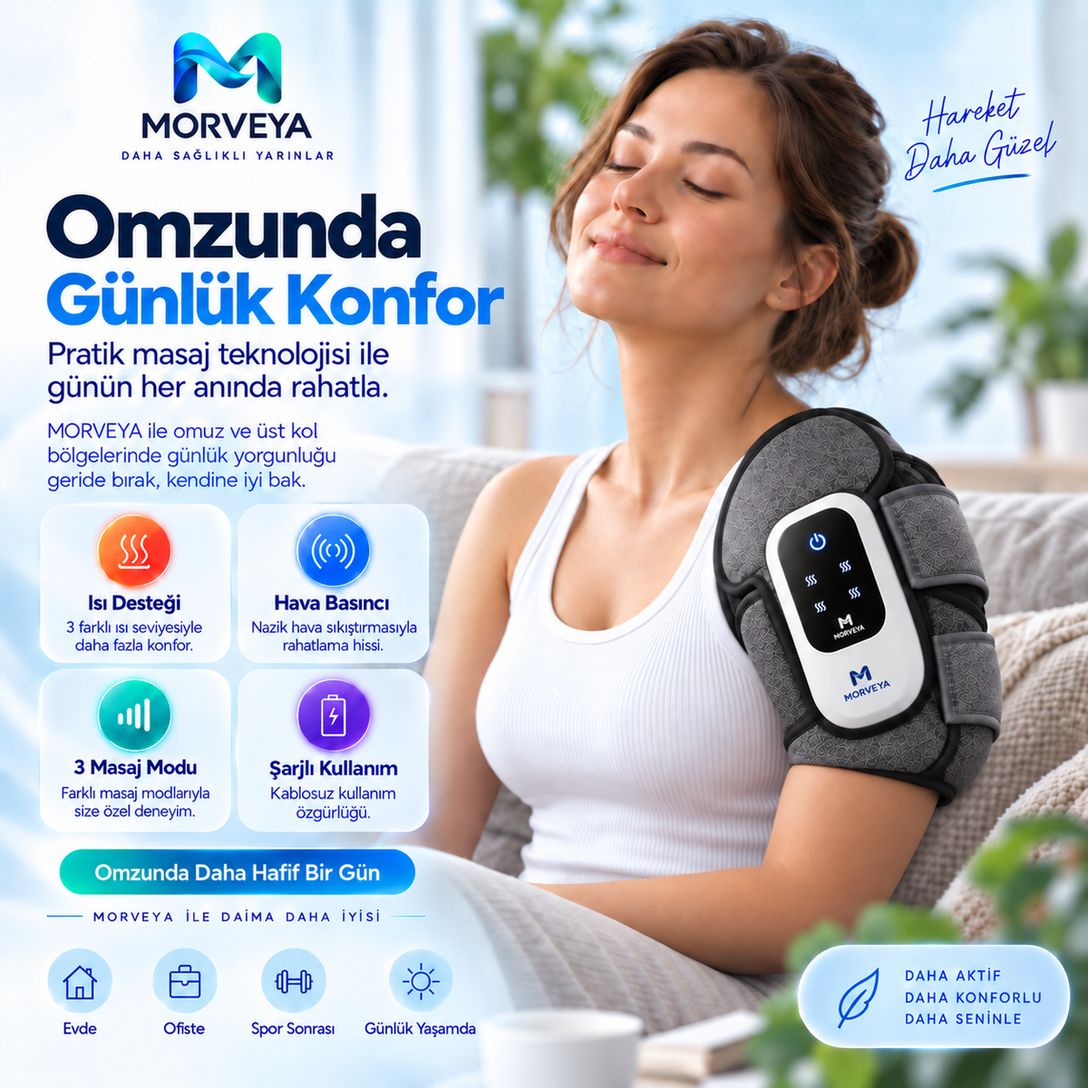 Morveya AirTherm™ | Isıtmalı Hava Basınçlı Masaj Cihazı