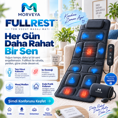 Morveya BodyTherm™ | Isıtmalı Tam Vücut Masaj Minderi
