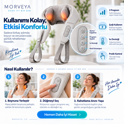 Morveya TouchTherm™ | Şarjlı Isıtmalı Ovmalı Masaj Aleti