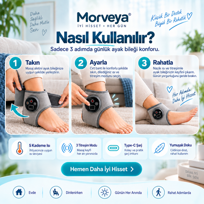 Morveya AnkleTherm™ | Isıtmalı Ayak Bileği Masaj Aleti