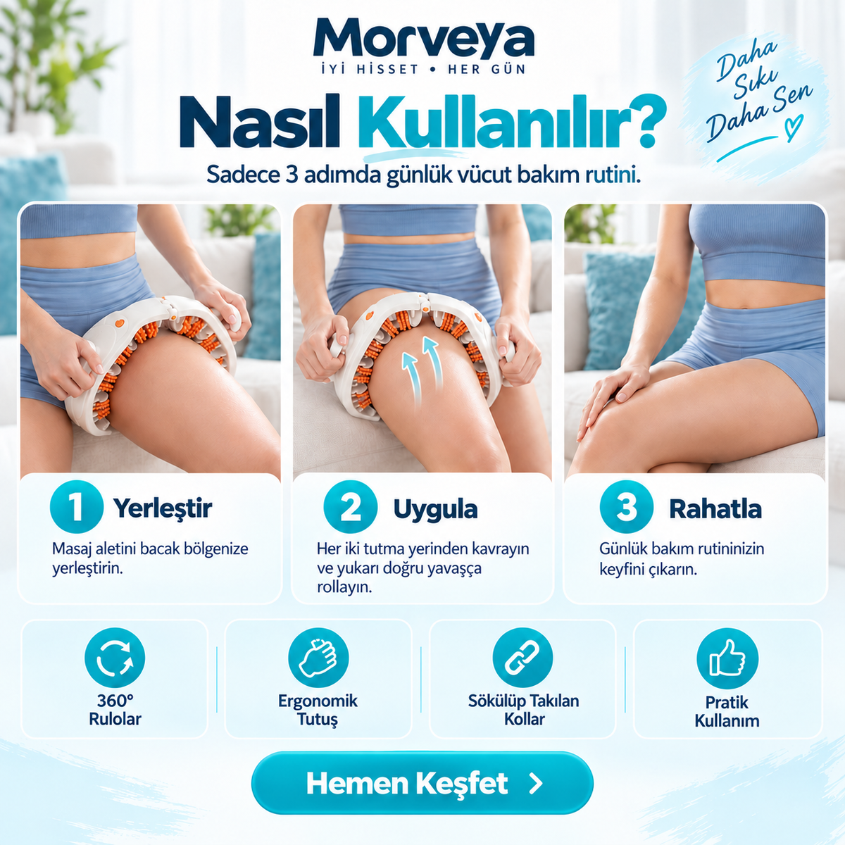 Morveya BodyRoll™ | Sıkılaştırıcı Vücut Masaj Aleti