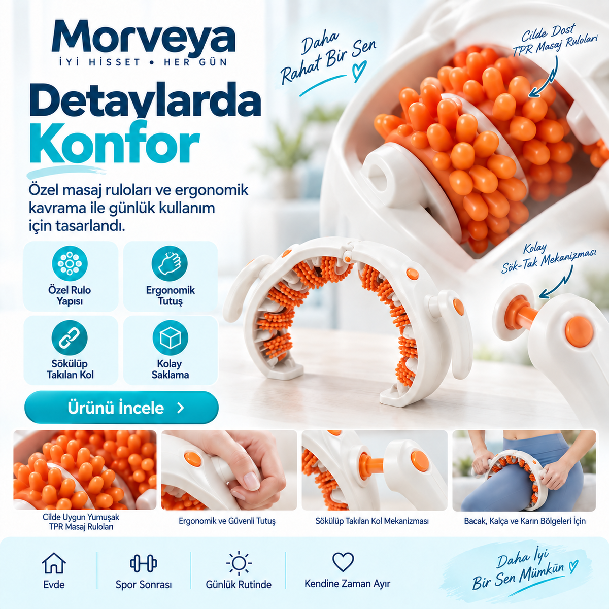 Morveya BodyRoll™ | Sıkılaştırıcı Vücut Masaj Aleti