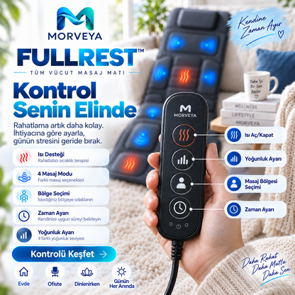 Morveya BodyTherm™ | Isıtmalı Tam Vücut Masaj Minderi